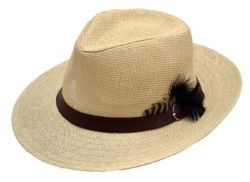 SOMBRERO RAFIA C/ CINTA PLUMA
