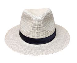 SOMBRERO ESTILO PANAMÁ CON CINTA NEGRA ALA 7